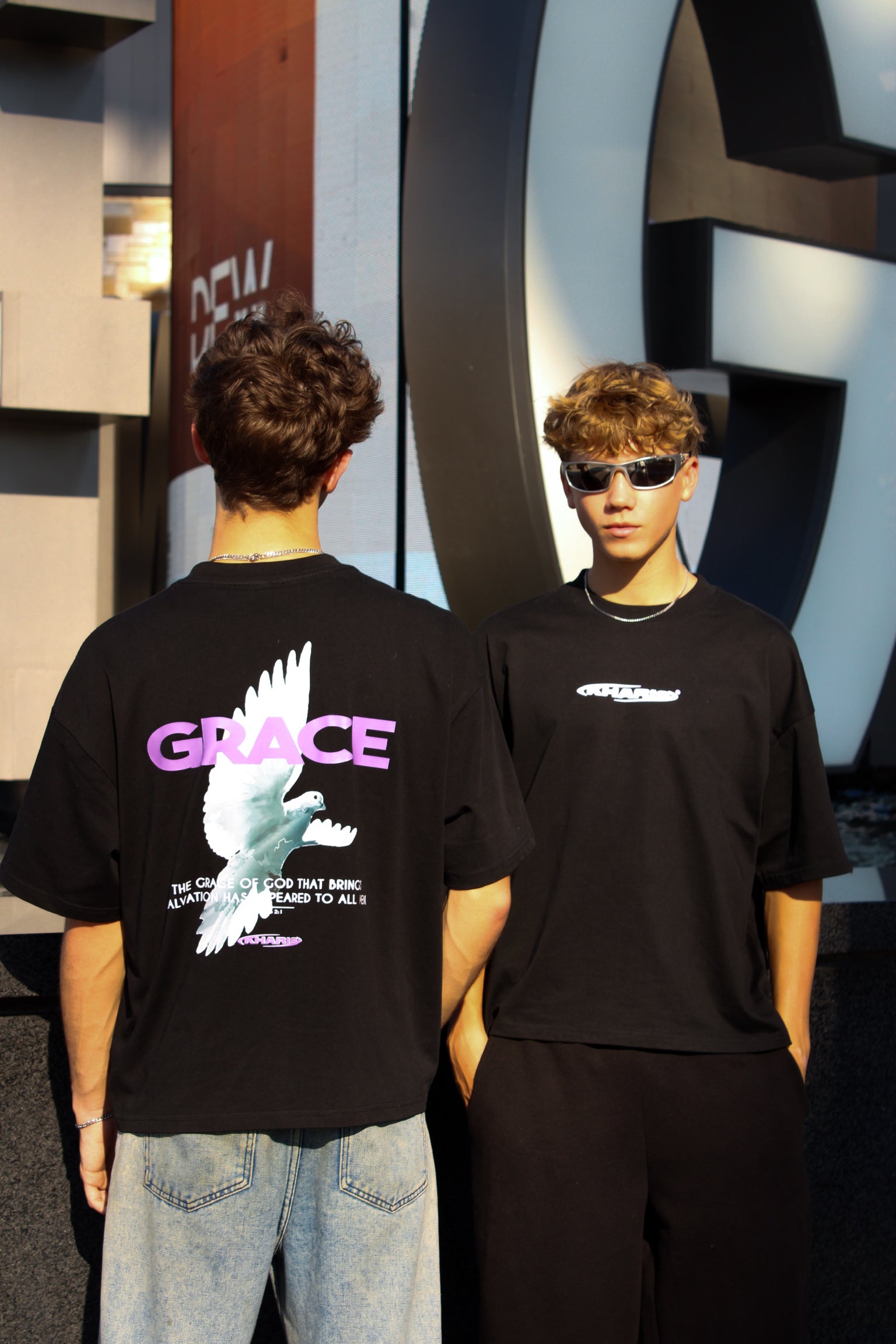 "GRACE OF GOD" Black Boxy Tee