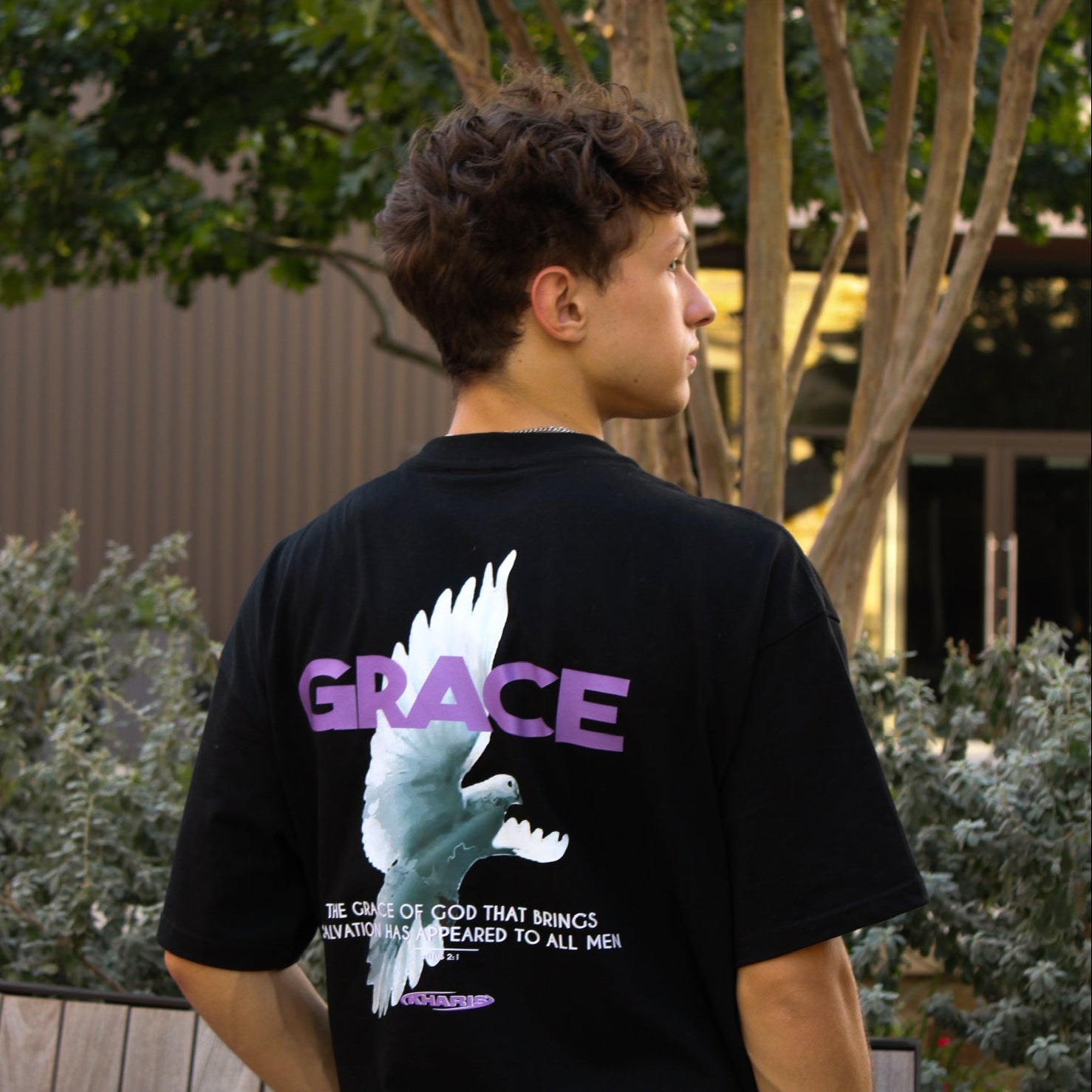 "GRACE OF GOD" Black Boxy Tee